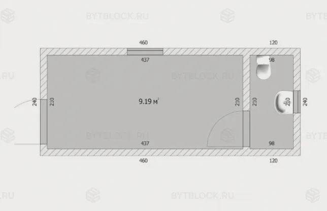 Блок-контейнер утепленный БК-00 с сантехникой